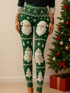 Santa Elk 3D Print Christmas Leggings