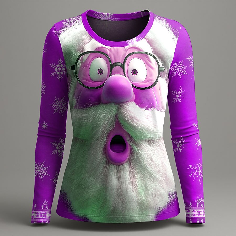 Women's Santa Christmas Casual Graphic Tee