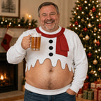 Christmas Snowman Fake Belly Crewneck Sweatshirt