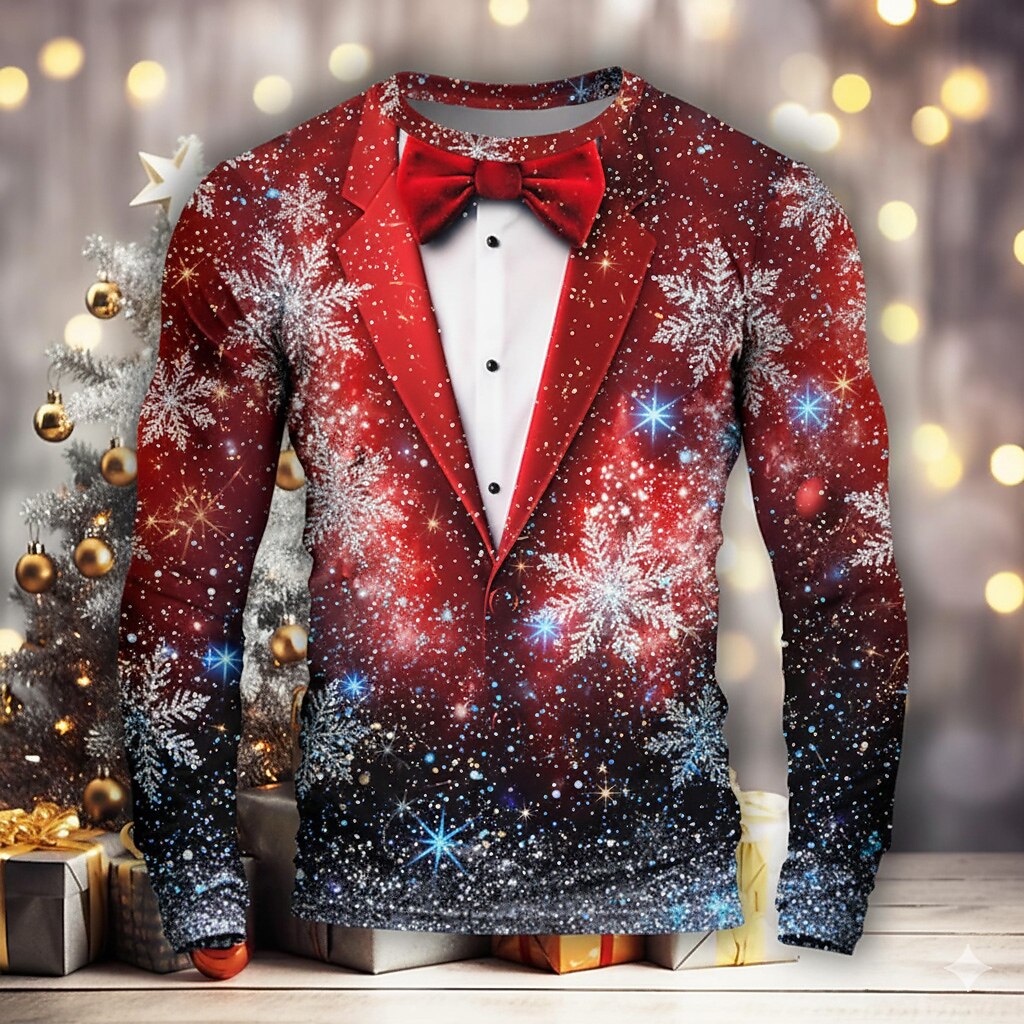 Men's Colorful Christmas Tuxedo Tee