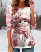 Women's Cute Snowman Christmas T-Shirt