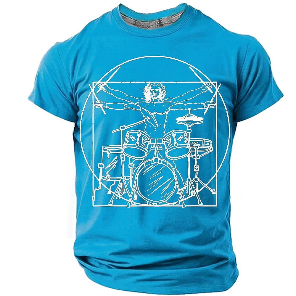 Men's Vitruvian Drummer Parody Graphic Tee