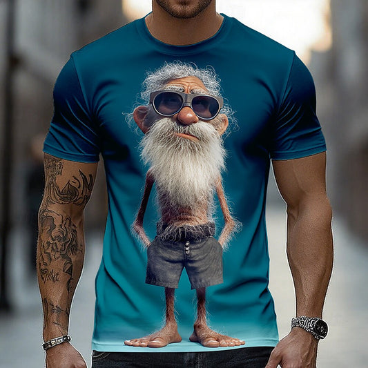 Men's Cool Grandpa Caricature Graphic Tee