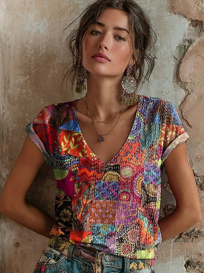 Women's Vintage Blossom V Neck Tee