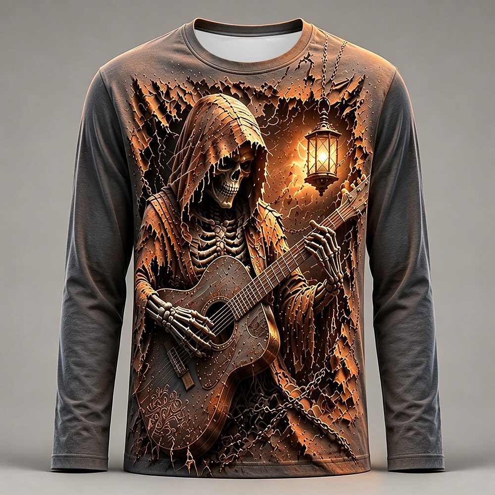 Men's Skeleton Guitar Long Sleeve Tee