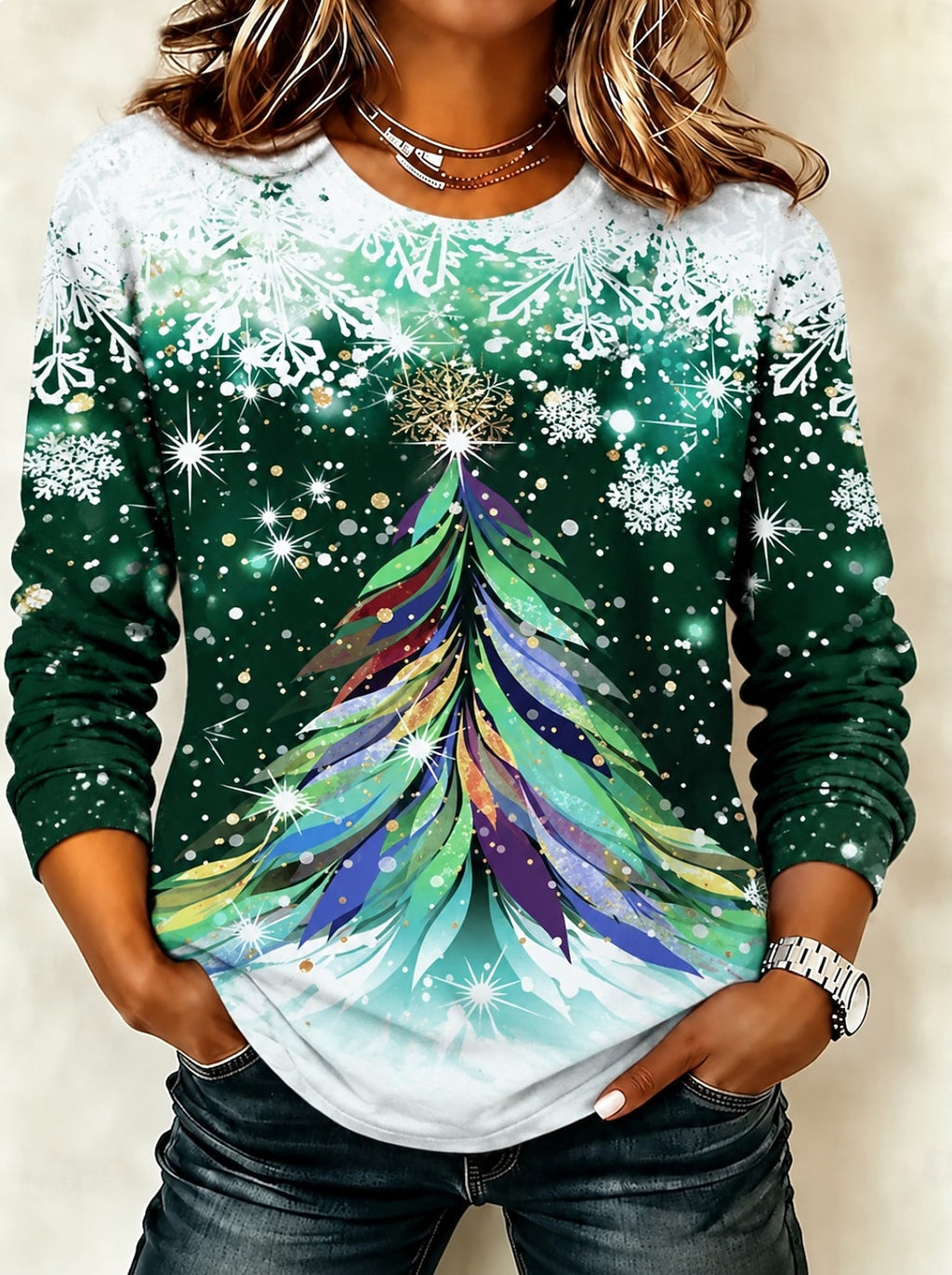 Vintage Christmas Tree Long Sleeve Shirt