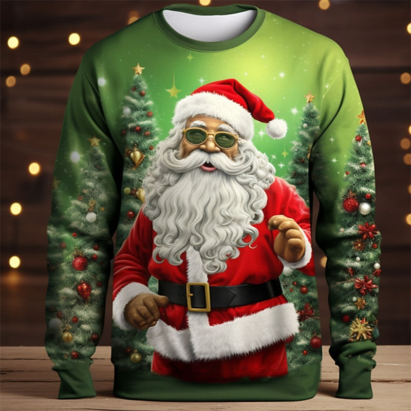 Men's Graphic Santa Christmas Long Sleeve T-Shirt