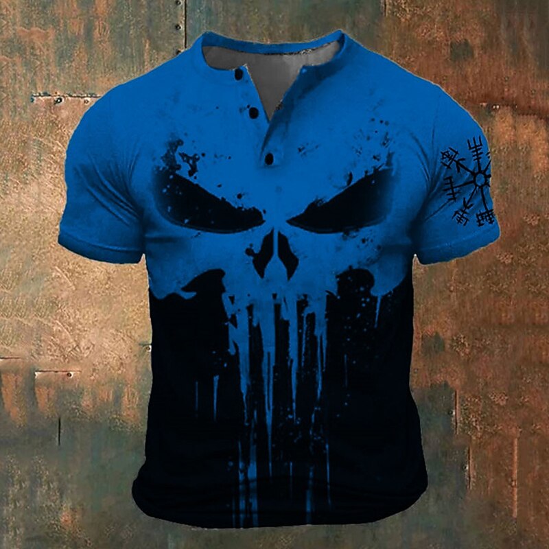 Men's Viking Skull Halloween Henley
