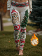 Christmas Tree Cat Graphic Leggings