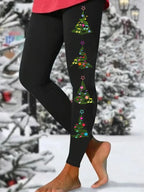 Colorful Christmas Print Thermal Leggings