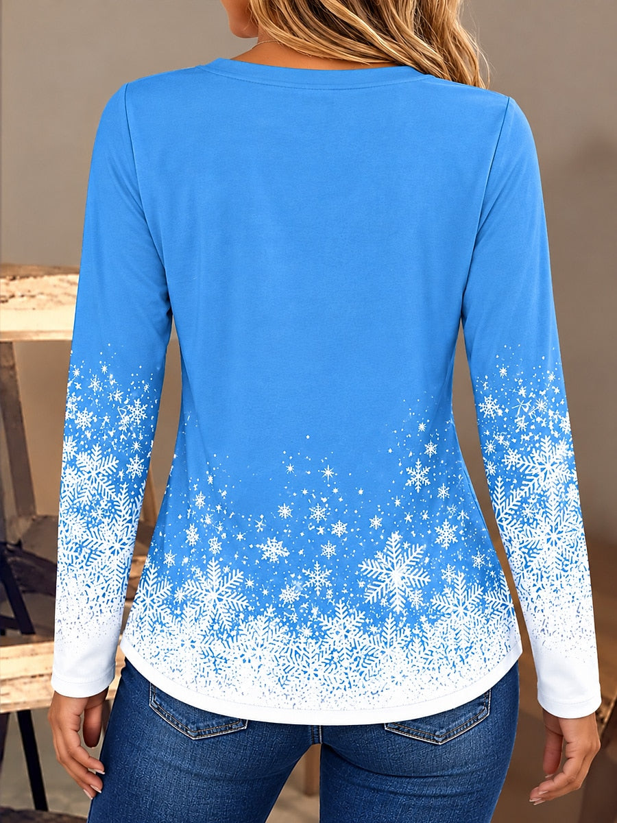 Women's Snowman V Neck Christmas Shirt