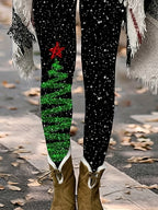 Christmas Tree Snowflake Cozy Leggings