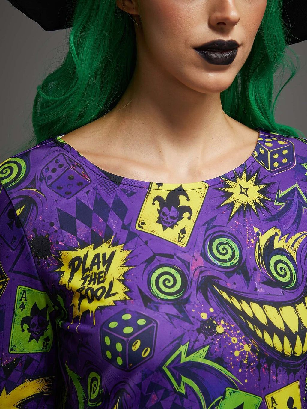 Women's Evil Jester Gothic Halloween Print Dress