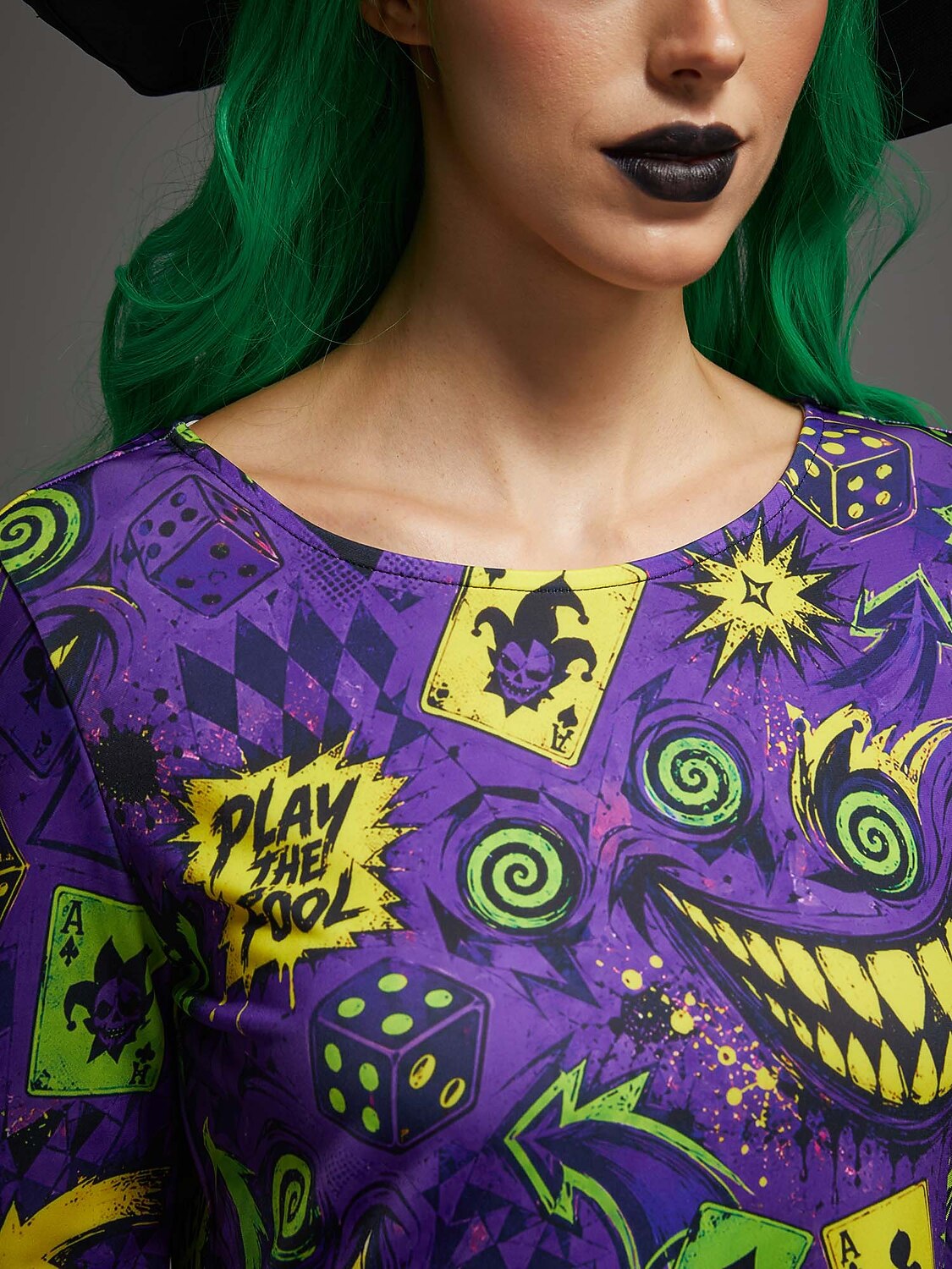 Women's Evil Jester Gothic Halloween Print Dress