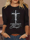 Women's Christmas Cross Letter Graphic Tee