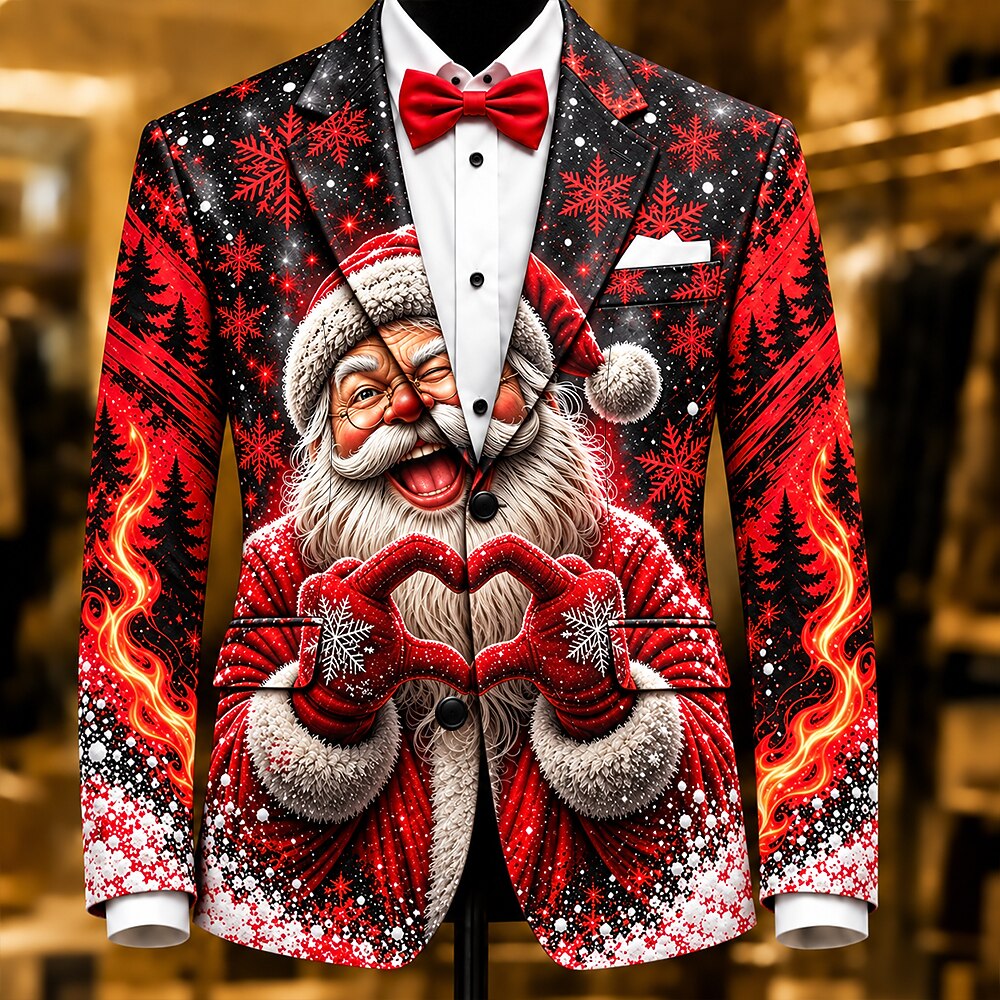 Men's Santa Claus Christmas Print Blazer