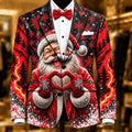 Men's Santa Claus Christmas Print Blazer