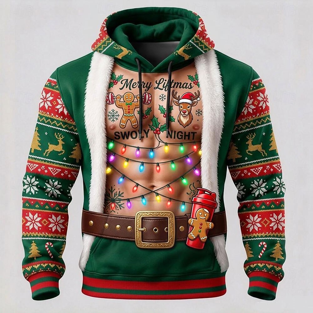 Men's Red Green Christmas Costume Hoodie