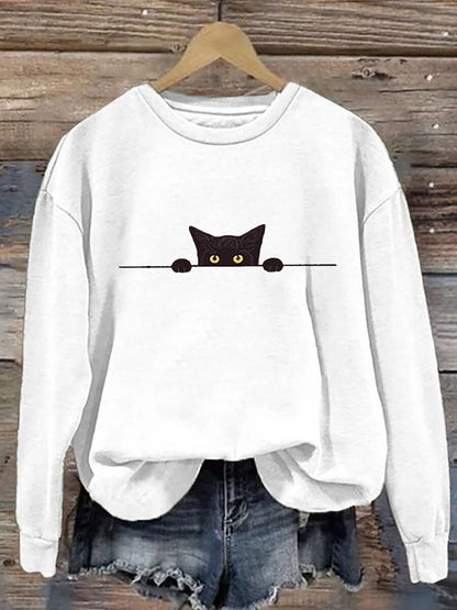 Women's Halloween Black Cat Sweatshirt