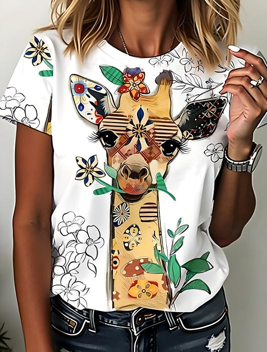 Women's Playful Giraffe Graphic Tee