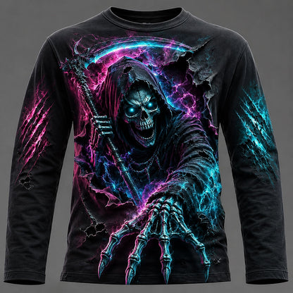 Men's Skeleton Grim Reaper Long Sleeve Tee