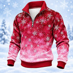 Christmas Tree Snowflake Zip Collar Sweatshirt