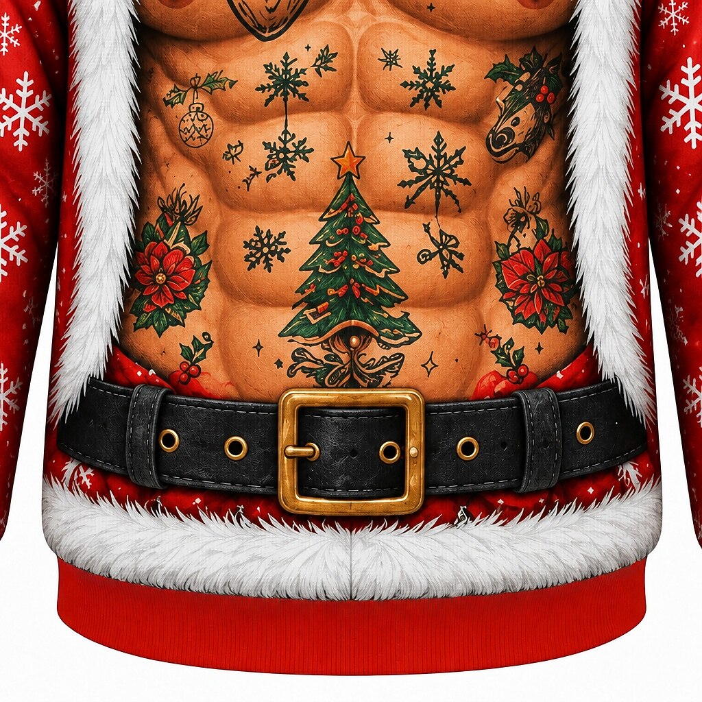 Christmas Beefcake Santa Funny Crewneck Sweatshirt
