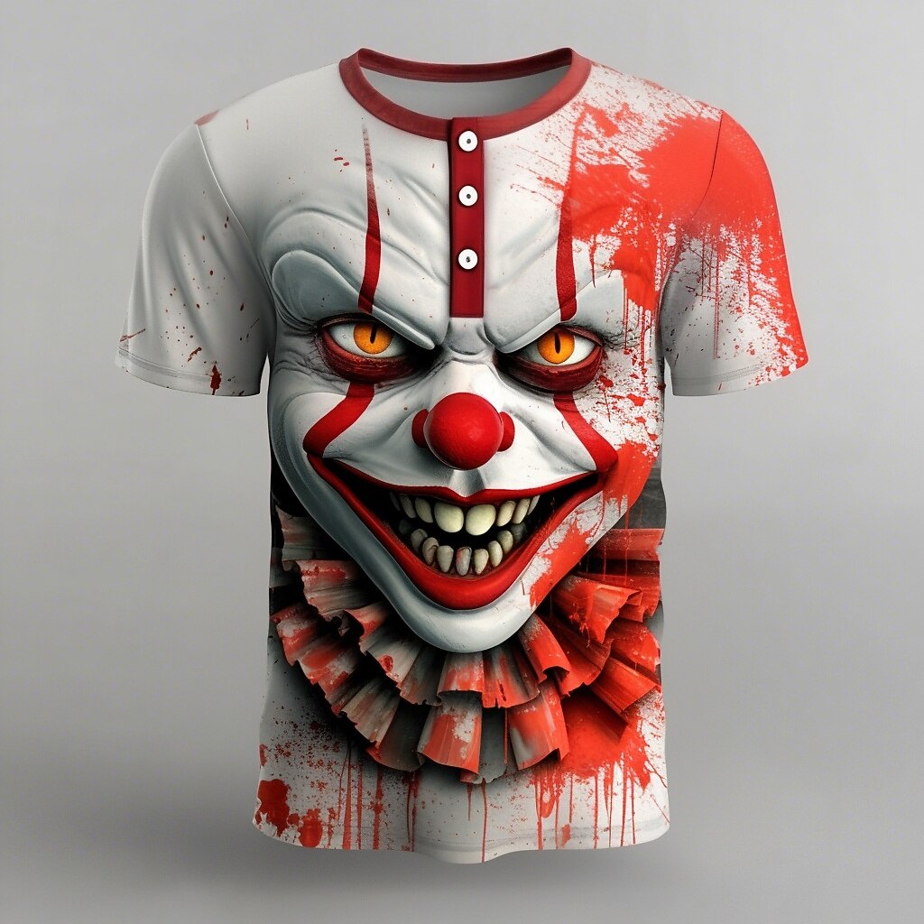 Men's Creepy Clown Halloween Henley