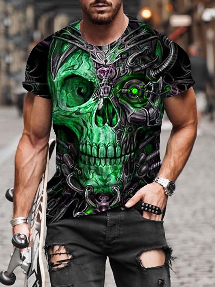 Men's Distressed Skull Horror Graphic Tee