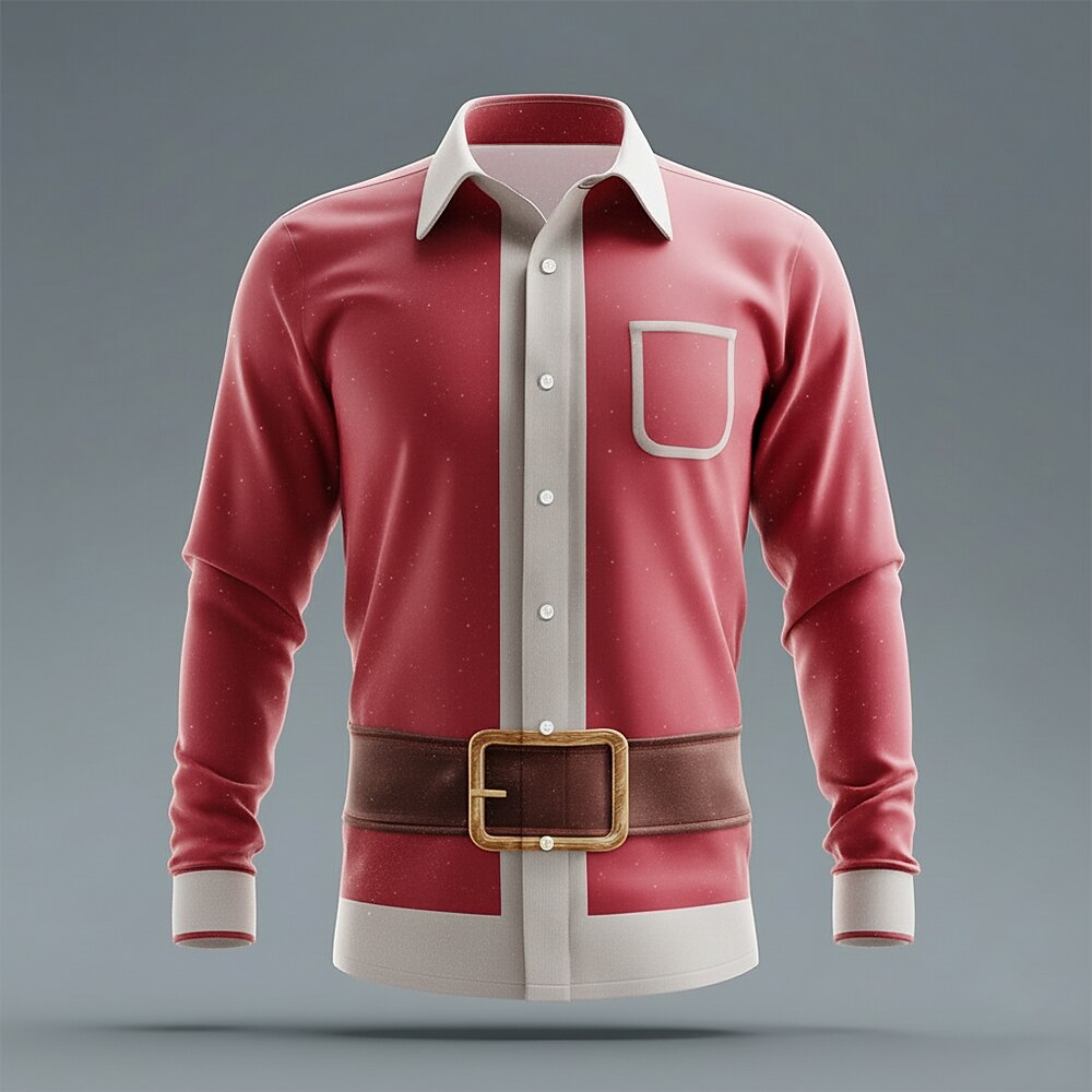 Christmas Santa Costume Holiday Button Shirt