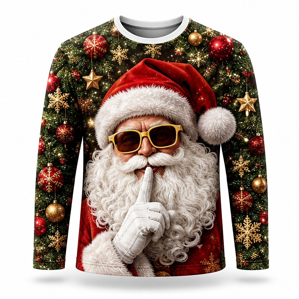Men's Funny Santa Long Sleeve Graphic Tee
