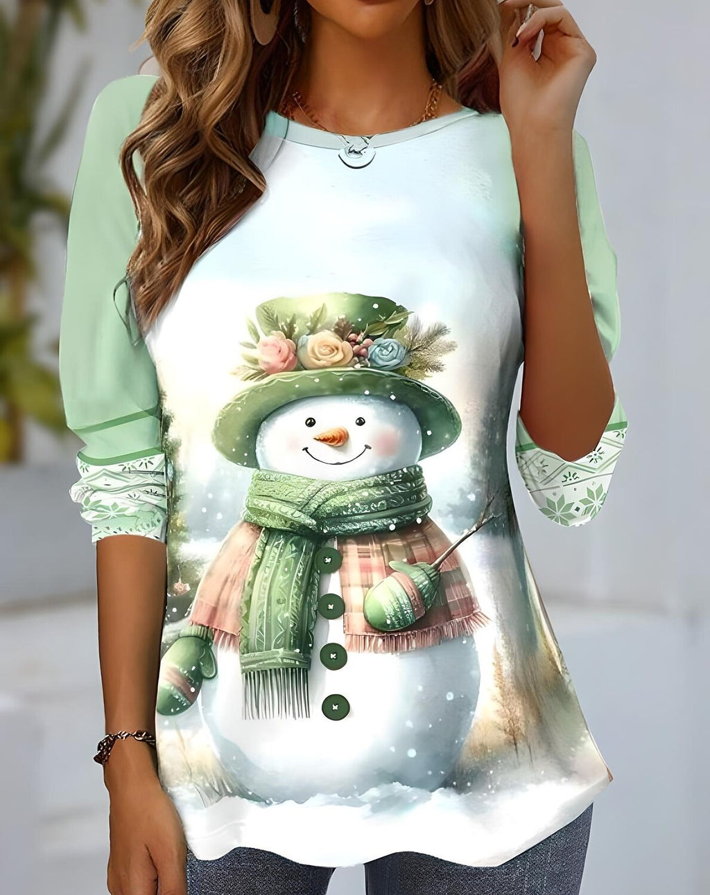 Women's Cute Snowman Christmas T-Shirt