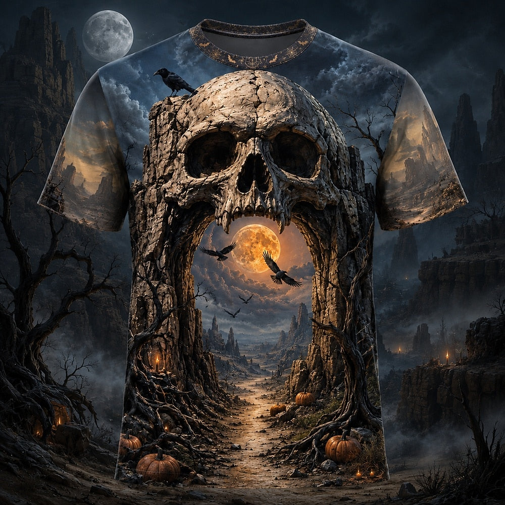 Men's Halloween Skull Graphic Shirt