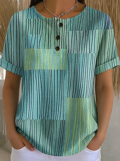 Women's Colorblock Geometric Art Graphic Tee