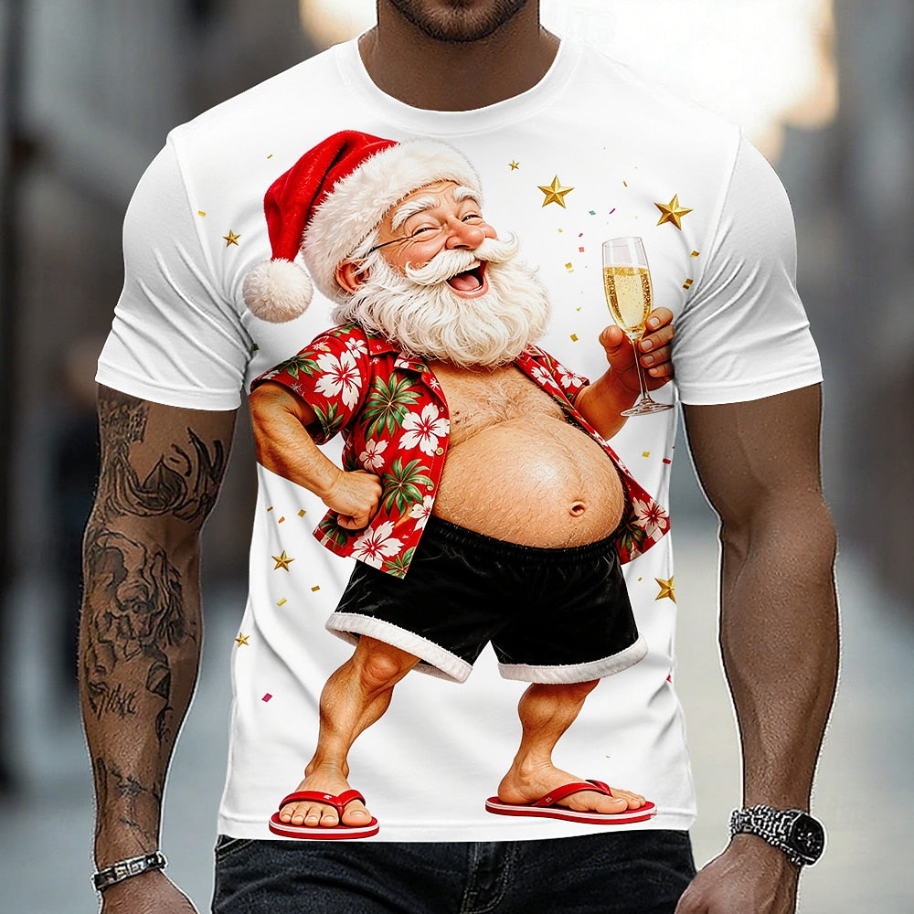 Men's Santa Christmas Artistic Graphic Tee