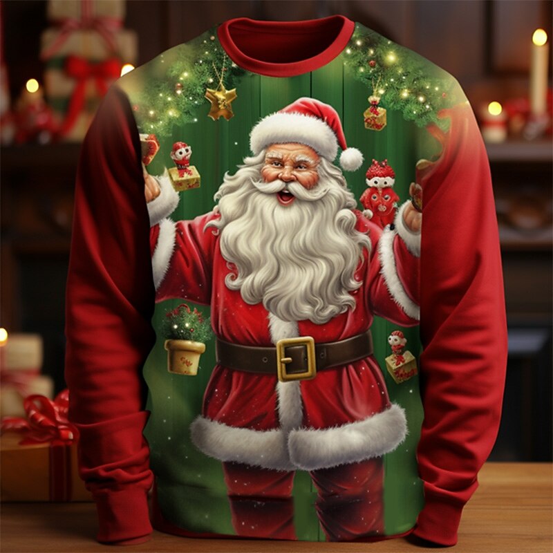 Men's Graphic Santa Christmas Long Sleeve T-Shirt