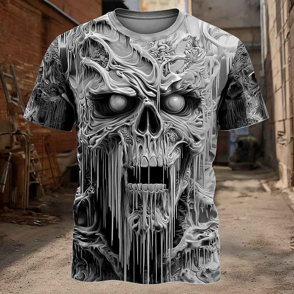 Men's Colorful Skull Illusion Graphic Tee