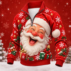 Santa Christmas Stand Collar Zip Sweatshirt