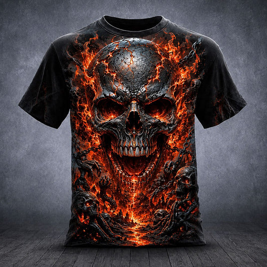 Men's Gothic Skull Bone Casual T-Shirt