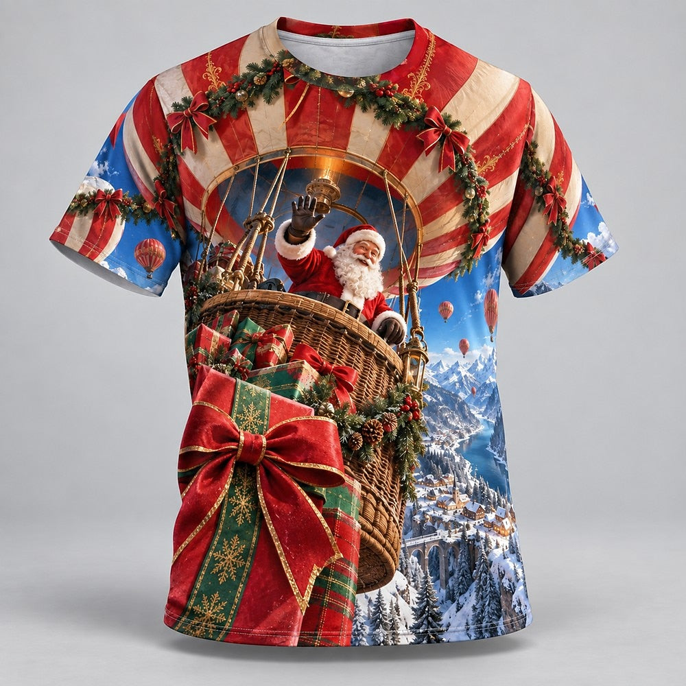 Men's Santa Claus Printed Short Sleeve Tee