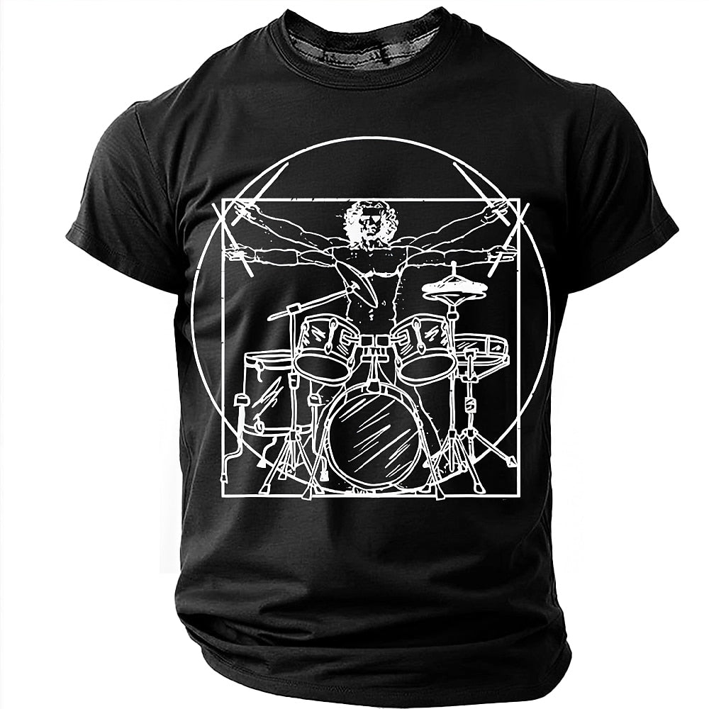 Men's Vitruvian Drummer Parody Graphic Tee