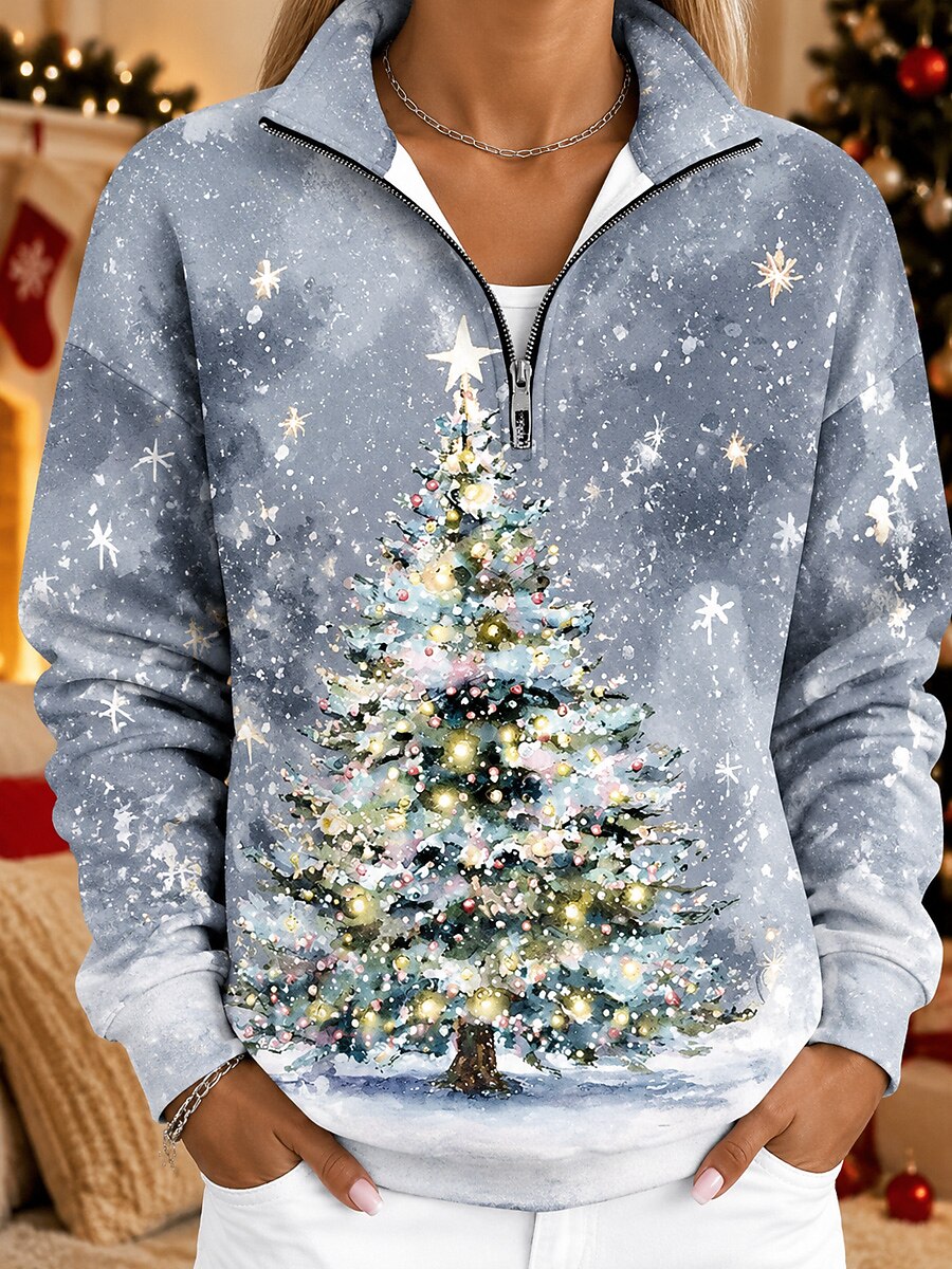 Women's Snowflake High Neck Zip Sweatshirt