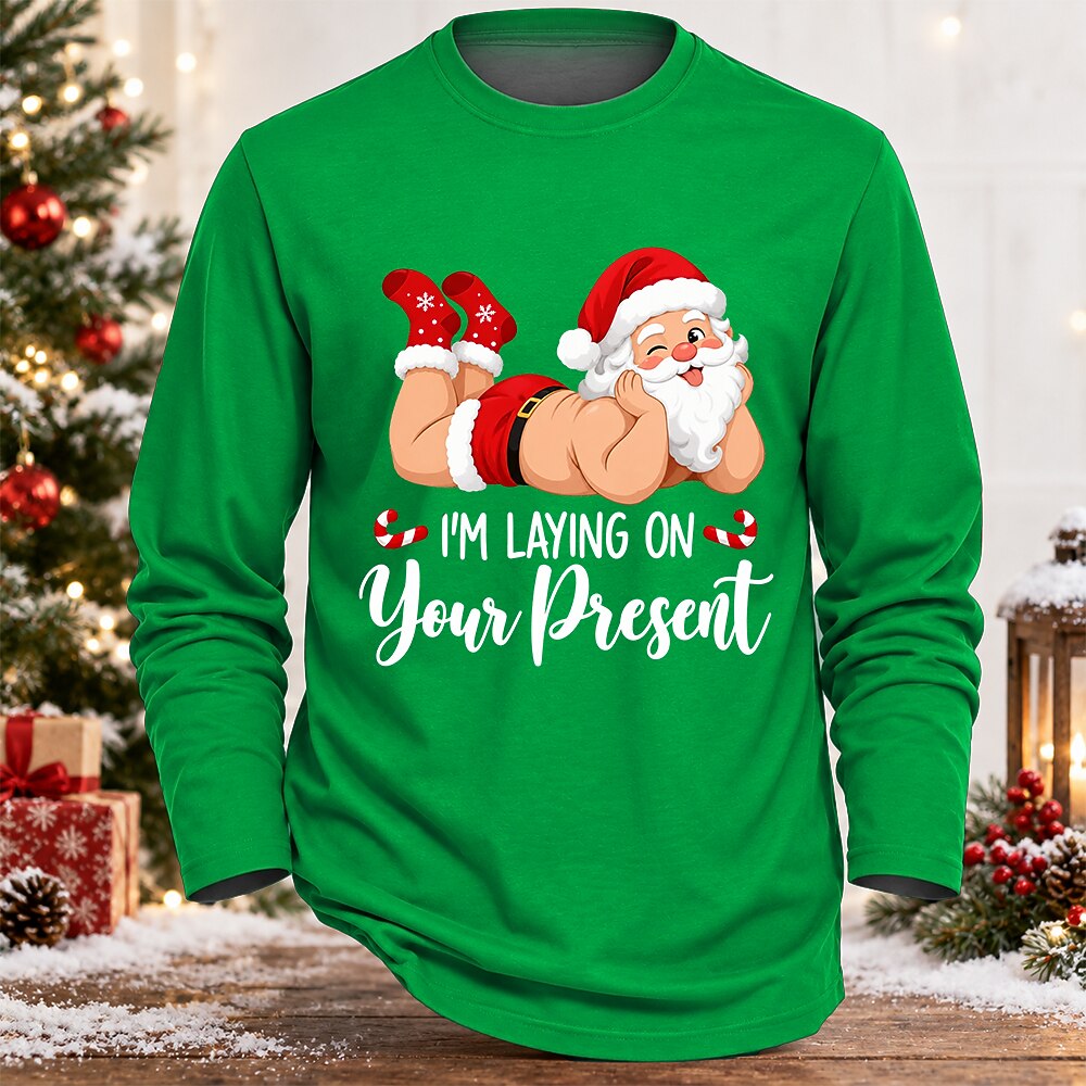 Men's Christmas Santa Funny Longsleeve Tee
