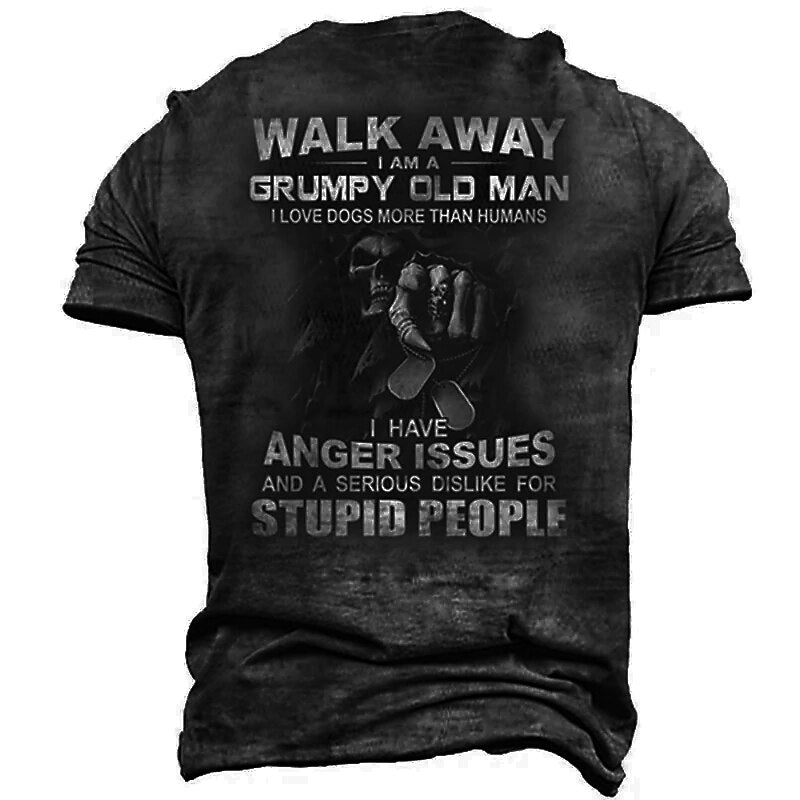 Men's Grumpy Skeleton Humor Graphic Tee