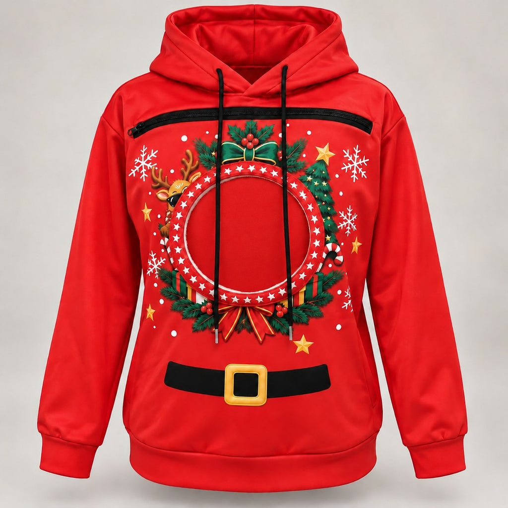 Christmas Wreath Pet Carrier Bonding Hoodie