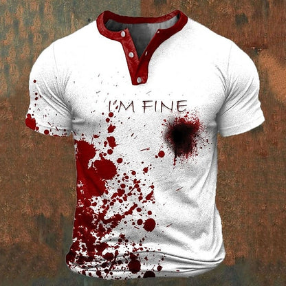 Men's Halloween Haunted Print Henley