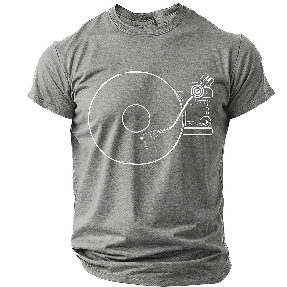 Men's Vinyl Turntable Line Art Tee