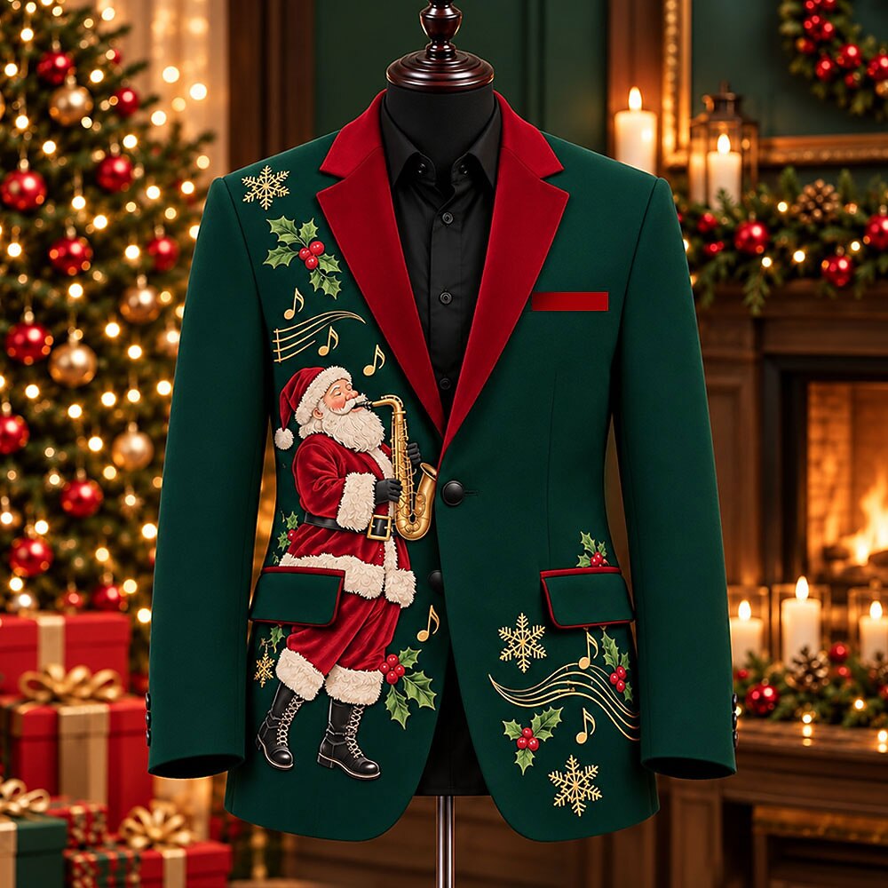 Men's Black Santa Claus Party Blazer