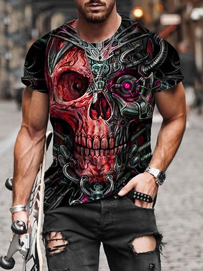 Men's Distressed Skull Horror Graphic Tee
