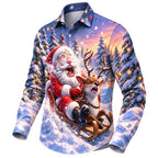 Men's Santa Claus Pattern Button Up Shirt